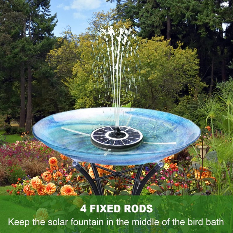 Yzert Solar Fountain with 2000 mAh Battery Backup Works in Cloudy, Glass Solar Powered Bird Bath Fountains with 7 Nozzles, 3.5 W Solar Fountain Pump for Birdbath,Garden, Outdoor, Pond (White) - Image 4